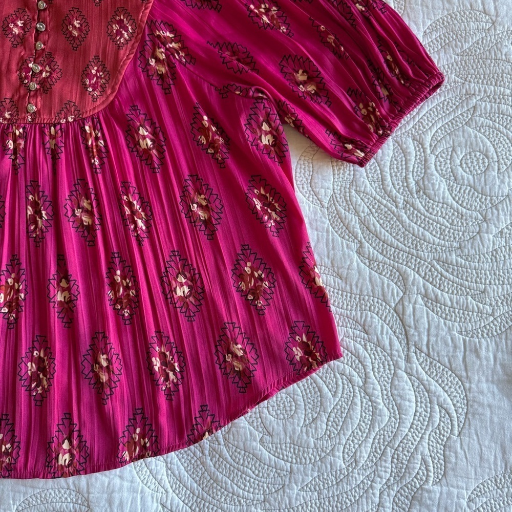Anthropologie - Drapey Henley Pullover - Pink Combo - Picture 4 of 12